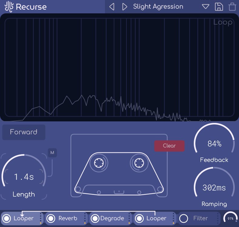 Lese「Recurse」再配列可能なマルチエフェクトシステムと2つのループエフェクトを搭載!入力信号を内部ディレイバッファに送信・ミックスバックするタイミングを自在に制御する次世代リカーシブ処理システム|DTMプラグインセール