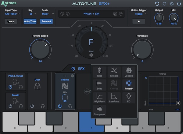 Antares「Auto-Tune EFX+ 10」ボーカルプロダクションの革命！伝説のピッチ補正エフェクトが進化、7つの新エフェクト（Breath、Reverb、Echo、Chorus、Compress、Lowpass、EQ）と4つの並び替え可能モジュラースロットを搭載した最もクリエイティブな最強ボーカルツール｜DTMプラグインセール