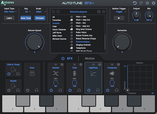 Antares「Auto-Tune EFX+ 10」ボーカルプロダクションの革命！伝説のピッチ補正エフェクトが進化、7つの新エフェクト（Breath、Reverb、Echo、Chorus、Compress、Lowpass、EQ）と4つの並び替え可能モジュラースロットを搭載した最もクリエイティブな最強ボーカルツール｜DTMプラグインセール