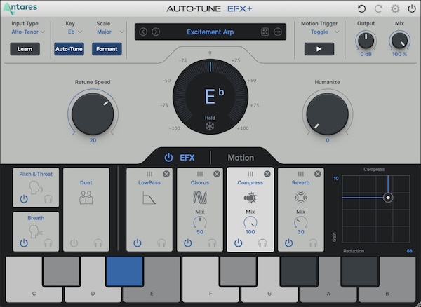 Antares「Auto-Tune EFX+ 10」ボーカルプロダクションの革命！伝説のピッチ補正エフェクトが進化、7つの新エフェクト（Breath、Reverb、Echo、Chorus、Compress、Lowpass、EQ）と4つの並び替え可能モジュラースロットを搭載した最もクリエイティブな最強ボーカルツール｜DTMプラグインセール