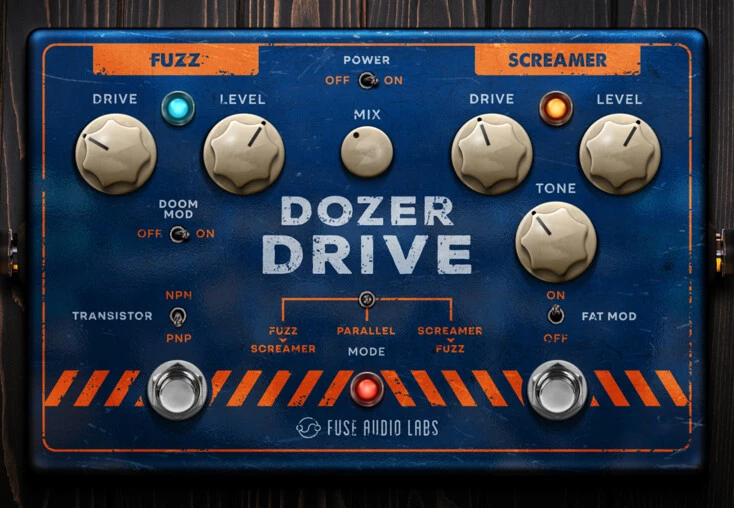 Fuse Audio Labs「Dozer Drive – Dual Drivology Pedal」ギタリストの夢を叶える最強デュアルドライブ！クラシックファズとオーバードライブを直列・並列・独立で自在に組み合わせ、無限のドライブサウンドを創造する究極のドライブプラグイン｜DTMプラグインセール