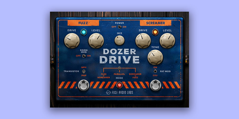 Fuse Audio Labs「Dozer Drive – Dual Drivology Pedal」ギタリストの夢を叶える最強デュアルドライブ！クラシックファズとオーバードライブを直列・並列・独立で自在に組み合わせ、無限のドライブサウンドを創造する究極のドライブプラグイン｜DTMプラグインセール