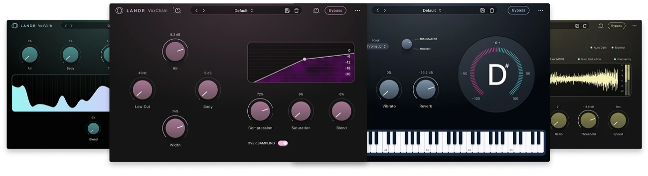 LANDR「Vocal Plugin Bundle」録音・ミックス・ライブ配信・ポッドキャストまで完全対応!誰でも簡単にボーカルクオリティを劇的に上げる4つのプラグイン|DTMプラグインセール