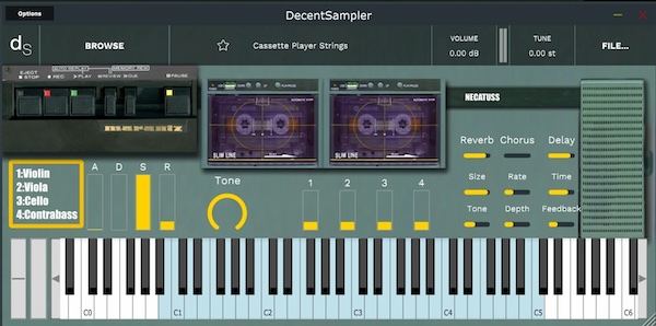 Necatuss「Cassette Player Strings」Lo-Fi、アンビエント、チル系サウンドに最適!カセットテープ独特の揺れとアナログ感をそのまま再現した、唯一無二のストリングス音源|DTMプラグインセール