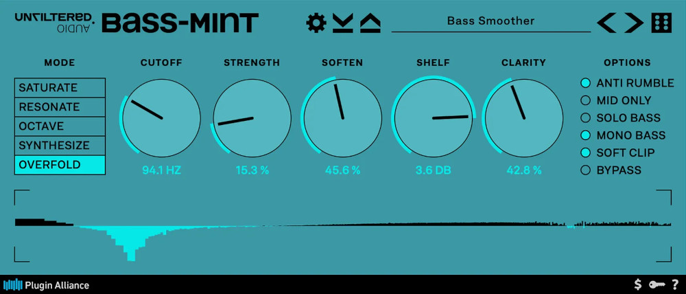 Plugin Alliance「Unfiltered Audio Bass-Mint」微細な低域補強から過激な周波数再構築まで対応!キックとベースの関係性を完璧に調整する、5モード搭載の次世代低域処理プラグイン|DTMプラグインセール