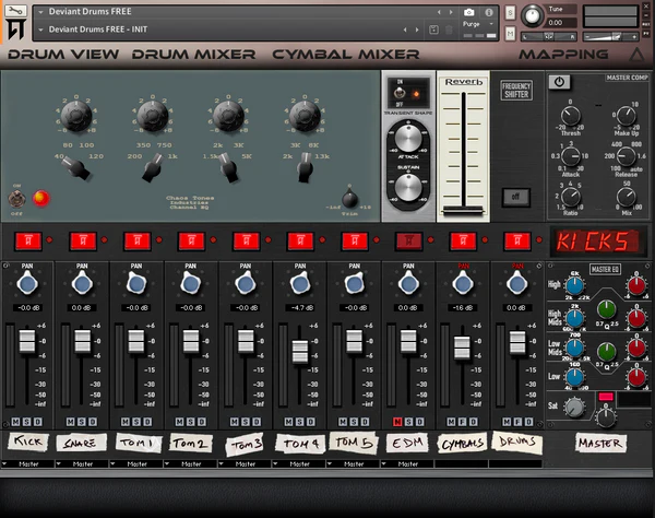 Chaos Tones「Deviant Drums FREE Edition」無料の範囲を完全に超えた音作りの自由度とサウンドの表現力!最大7ラウンドロビン・8ベロシティレイヤー搭載で圧倒的クオリティのドラム音源|DTMプラグインセール
