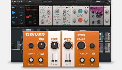 Native Instruments「Driver」高品質フィルター×凶悪ディストーション、エンベロープフォロワー搭載!スムースフィルタリングからソニック・フューリーまで、2つのモジュレーション源で劇的な音響変化を実現する革新的ディストーションフィルター|DTMプラグインセール
