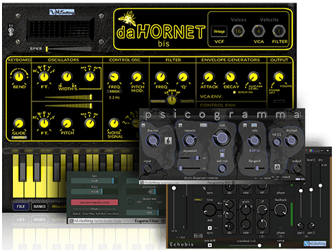 NuSofting「daHornet + Creative FX Bundle」既存のプリセットから脱却し、感情とアイデアをそのまま音にする！シンセサイザーと空間系・変調系・サチュレーション系エフェクトをひとつにまとめた全方位型サウンドデザインバンドル｜DTMプラグインセール