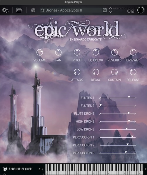 Engine Audio「Epic World」あなたの音楽に“深み”と“物語”を加えるシネマティック音源!民族的な打楽器・幻想的なフルート・癒しの声・重厚なドローンが1つに詰まった異次元ライブラリ|DTMプラグインセール