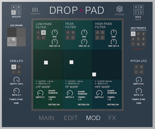 Loot Audio「Drop Pad 3」直感的なドラッグ&ドロップ操作でサンプルを自在に変形・ワープするKontakt音源！4つのサンプル・スロットとリアルタイム・モーフィング機能、9種類のエフェクト・セットアップが生み出す無限のクリエイティブ・ポテンシャル｜DTMプラグインセール