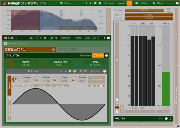 MeldaProduction「MRingModulatorMB」音の完全破壊から穏やかな質感まで自在に制御！6バンド×2オシレーター搭載、ドラムに最適化された超高度リングモジュレーション・エフェクト｜DTMプラグインセール