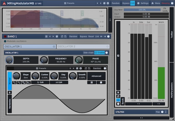 MeldaProduction「MRingModulatorMB」音の完全破壊から穏やかな質感まで自在に制御！6バンド×2オシレーター搭載、ドラムに最適化された超高度リングモジュレーション・エフェクト｜DTMプラグインセール