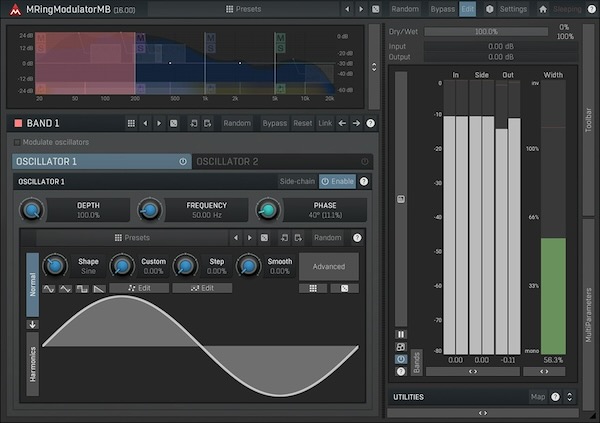 MeldaProduction「MRingModulatorMB」音の完全破壊から穏やかな質感まで自在に制御！6バンド×2オシレーター搭載、ドラムに最適化された超高度リングモジュレーション・エフェクト｜DTMプラグインセール