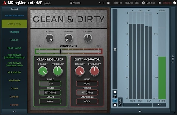 MeldaProduction「MRingModulatorMB」音の完全破壊から穏やかな質感まで自在に制御！6バンド×2オシレーター搭載、ドラムに最適化された超高度リングモジュレーション・エフェクト｜DTMプラグインセール