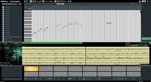 Niu Plus Plus「MidiPhrase」ゼロからの作曲に自信がなくても大丈夫！1000以上の即戦力フレーズ×高度なMIDI編集で、コード、リズム、ハーモニーまで直感操作で完成するMIDIプラグイン｜DTMプラグインセール