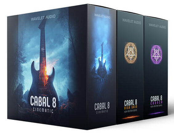 Wavelet Audio「Cabal 8: Elements Bundle」ギター録音不要・演奏スキル不要でここまでできる!Hi-Gain・Crunch・Cinematicの3タイプを収録した、8弦のリアルな存在感と迫力をそのまま再現するKontakt音源|DTMプラグインセール