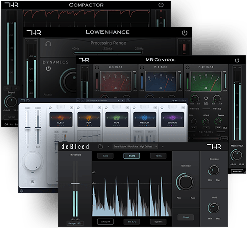 THR Audio「All Plugins Bundle」ボーカル処理、ドラム編集、音圧調整、低域の強化まで全部おまかせ！600以上のプリセット搭載のVoxGuruから、シンバル除去専用deBleedまで、現場で“本当に使える”機能が詰まった5つの高性能プラグインバンドル｜DTMプラグインセール