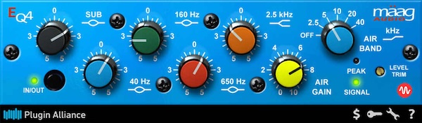 Plugin Alliance「Mäag Audio EQ4」黒いUIオプション追加でさらに使いやすく進化したPlugin Alliance人気No.1プラグイン!ワンクリックでバンド単位のバイパス可能なデテント・コントロールで作業効率も向上した、世界のトップボーカリスト御用達EQ|DTMプラグインセール