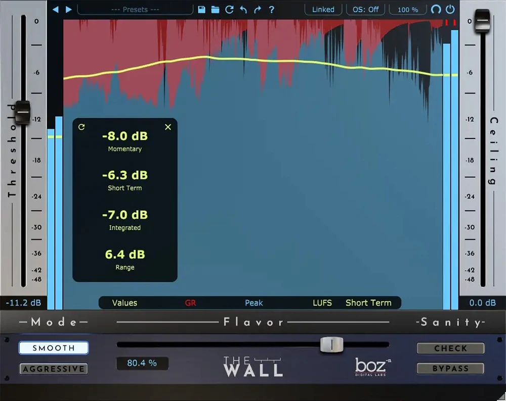 Boz Digital Labs「The Wall 2」ミックスの品質を保ったまま最大音圧を実現！スマートで適応的なコントロールが生み出すクリーンで強力なリミッティング、ダイナミクスを殺さずに商用レベルの音圧を手に入れる究極のラウドネス・リミッター｜DTMプラグインセール