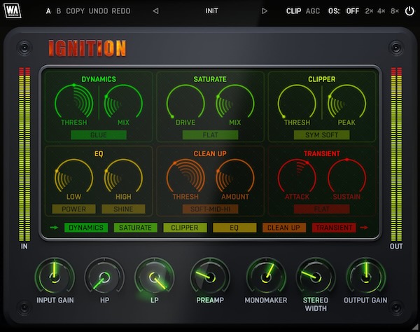 W. A. Production「Ignition」瞬時にヒートとスパイスを注入!グルーイーなコンプレッション、スムースなサチュレーション、精密なトランジェントコントロール、拡張ステレオワイドニングで、あらゆるミックスに鮮やかな生命力とプロフェッショナルな輝きを与えるFXツールキット|DTMプラグインセール