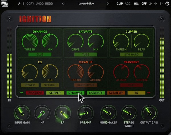 W. A. Production「Ignition」瞬時にヒートとスパイスを注入!グルーイーなコンプレッション、スムースなサチュレーション、精密なトランジェントコントロール、拡張ステレオワイドニングで、あらゆるミックスに鮮やかな生命力とプロフェッショナルな輝きを与えるFXツールキット|DTMプラグインセール