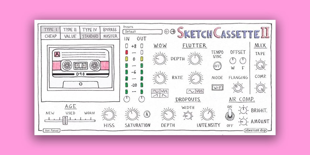 Aberrant DSP「SketchCassette II」4トラック・カセットレコーダーから着想を得た究極のローファイ変換器!安価なテープサウンドの全領域を解放し、さらなるローファイ・ウィアードネスへと押し上げる柔軟性とコントロールを提供する、カセット・インスパイアード・デグラデーションの決定版|DTMプラグインセール