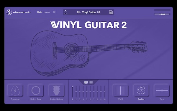 Echo Sound Works「Vinyl Guitar 2」まるで古いレコードのような“揺れとノイズ”が心地いい!温もりのあるノイズ、リアルな奏法、軽快な操作性──すべてを兼ね備えたビニール感ギター音源|DTMプラグインセール