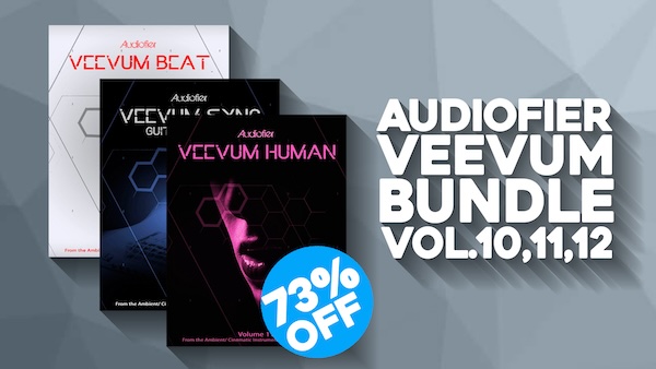 Audiofier「Veevum Bundle Vol.10,11,12」人間の声×ギター×ビートを直感操作で操るKontakt音源！直感UI×無限ランダマイズ×高解像度サウンドで、制作の手が止まらないライブラリ｜DTMプラグインセール
