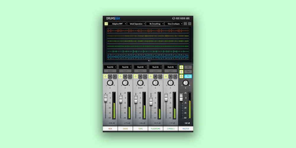 Fuse Audio Labs「DrumsSSX Drum Remixer」革新的NMFアルゴリズムでドラム録音を完全分離!モノ/ステレオ・アコースティックドラム録音を個別コンポーネントに分離してリミックス可能な究極のオールインワン・ソリューション|DTMプラグインセール