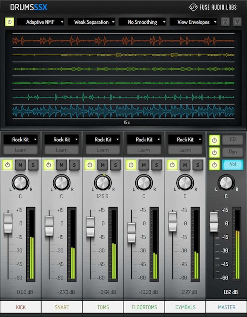 Fuse Audio Labs「DrumsSSX Drum Remixer」革新的NMFアルゴリズムでドラム録音を完全分離!モノ/ステレオ・アコースティックドラム録音を個別コンポーネントに分離してリミックス可能な究極のオールインワン・ソリューション|DTMプラグインセール