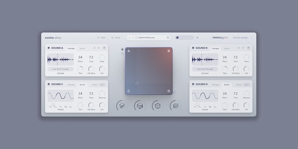Excite Audio「Evolve Alloy」メタルの音響エッセンスを完全キャプチャ！明るいグロッケンシュピール&ベルから産業系フォーリー録音&モダン・メタリック・シンセまで250超サウンドソース、4レイヤー・クアッドエンジンでサンプル&シンセを自在にブレンドする唯一無二のメタル特化サンプルベース・シンセサイザー｜DTMプラグインセール