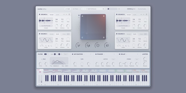 Excite Audio「Evolve Alloy」メタルの音響エッセンスを完全キャプチャ！明るいグロッケンシュピール&ベルから産業系フォーリー録音&モダン・メタリック・シンセまで250超サウンドソース、4レイヤー・クアッドエンジンでサンプル&シンセを自在にブレンドする唯一無二のメタル特化サンプルベース・シンセサイザー｜DTMプラグインセール