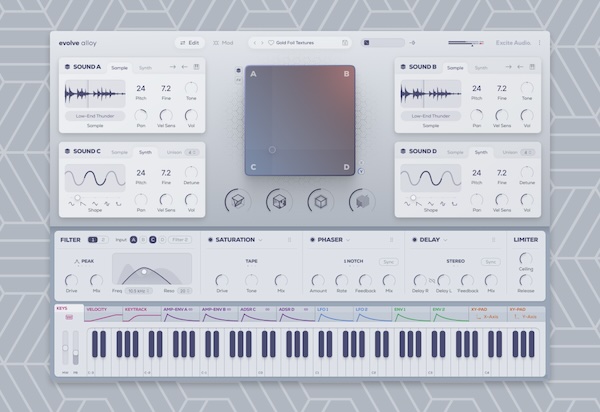 Excite Audio「Evolve Alloy」メタルの音響エッセンスを完全キャプチャ！明るいグロッケンシュピール&ベルから産業系フォーリー録音&モダン・メタリック・シンセまで250超サウンドソース、4レイヤー・クアッドエンジンでサンプル&シンセを自在にブレンドする唯一無二のメタル特化サンプルベース・シンセサイザー｜DTMプラグインセール