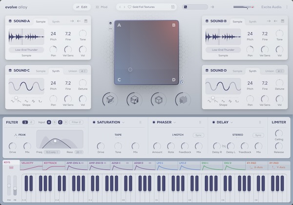 Excite Audio「Evolve Alloy」メタルの音響エッセンスを完全キャプチャ！明るいグロッケンシュピール&ベルから産業系フォーリー録音&モダン・メタリック・シンセまで250超サウンドソース、4レイヤー・クアッドエンジンでサンプル&シンセを自在にブレンドする唯一無二のメタル特化サンプルベース・シンセサイザー｜DTMプラグインセール