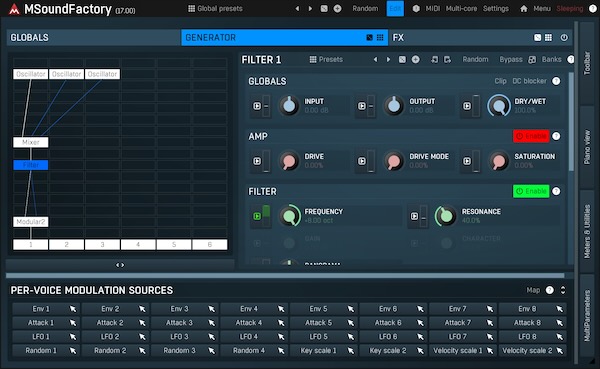 MeldaProduction「MSoundFactory」オシレーター・フィルター・サンプラーを自由自在に組み合わせ!8つのモジュレーターと無制限のカスタマイズ性能が実現する、従来の楽器プラグインを超越した音響創造体験|DTMプラグインセール