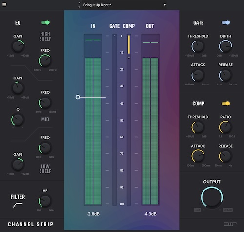 AIR Music Technology「AIR CHANNEL STRIP」ボーカル・ドラム・ギター・ベース・ミックスバスまで、これ1つで音が引き締まり、ノイズを除去し、音質を磨き上げる！コンプレッサー・EQ・ゲート・フィルターをまとめて時短＆高音質を実現するチャンネルストリップ｜DTMプラグインセール