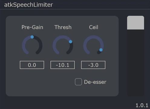 atkAudio「atkSpeechLimiter」音割れ・ピーク・歯擦音をすべて解決！ナレーター・YouTuber・配信者の音質アップに最適な、入力ゲイン・スレッショルド・De-esser搭載の多機能リミッター｜DTMプラグインセール