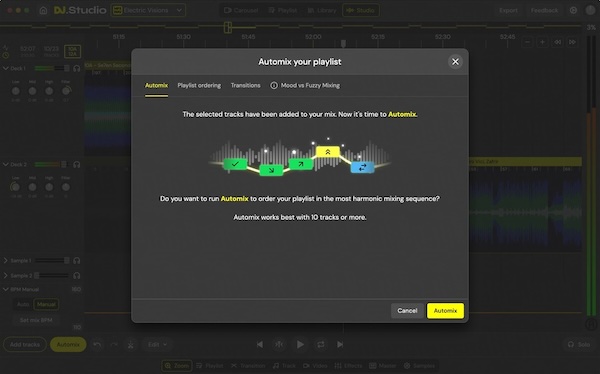 DJ.Studio「DJ.Studio」従来のDJミックスに革命！ハードウェア不要でノートパソコン1台完結する、20万人のDJが愛用するタイムライン・ベースの次世代ミックス制作環境｜DTMプラグインセール