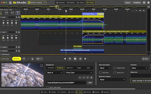 DJ.Studio「DJ.Studio」従来のDJミックスに革命！ハードウェア不要でノートパソコン1台完結する、20万人のDJが愛用するタイムライン・ベースの次世代ミックス制作環境｜DTMプラグインセール