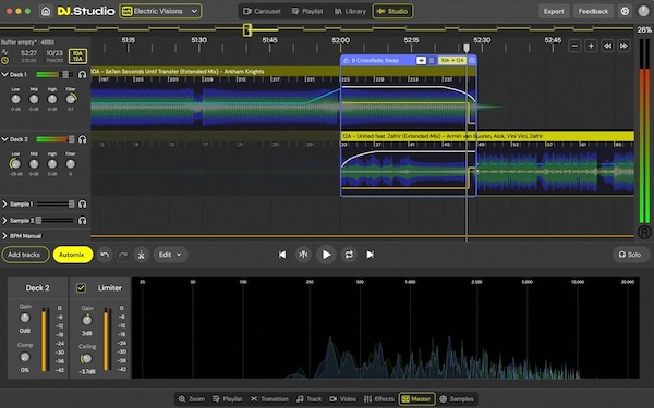 DJ.Studio「DJ.Studio」従来のDJミックスに革命！ハードウェア不要でノートパソコン1台完結する、20万人のDJが愛用するタイムライン・ベースの次世代ミックス制作環境｜DTMプラグインセール