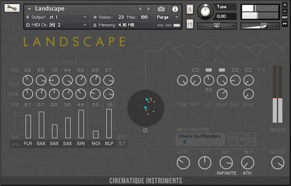 Cinematique Instruments「Landscape」7つのサウンドレイヤーと8種類のエフェクトが織りなす、変化し続けるアンビエントと自己生成型ドローンを自在に操る、Kontakt専用サウンドスケープ音源|DTMプラグインセール