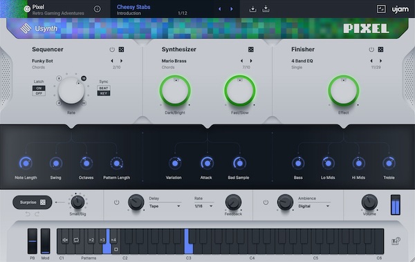 UJAM「Usynth PIXEL」ドンキーコング楽曲の巨匠David Wiseが認めた本物のクオリティ!ベースからメロディー、アーケードFXまで全レンジをカバーする包括的レトロ・ゲーミング・音源|DTMプラグインセール
