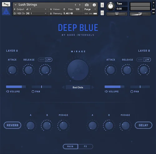 Dark Intervals「Deep Blue」アンビエントや映像音楽で空間を彩る！少ないプリセットでも深く使える、ハードウェアシンセから生まれた高品質パッド音源｜DTMプラグインセール