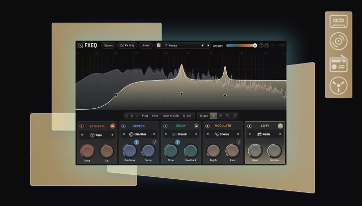 iZotope「FXEQ」サチュレーション・テクスチャー・モジュレーション・リバーブ・ディレイを統合！5つのクリエイティブ・エフェクトと革新的EQワークフロー｜DTMプラグインセール