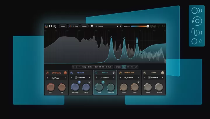 iZotope「FXEQ」サチュレーション・テクスチャー・モジュレーション・リバーブ・ディレイを統合！5つのクリエイティブ・エフェクトと革新的EQワークフロー｜DTMプラグインセール