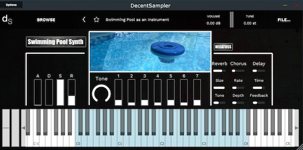 Necatuss「Using a Swimming Pool as a Musical Instrument」セミや鳥の鳴き声、水の跳ねる音、プールの側面を叩いた音！夏の午後を切り取ったようなサウンドをそのままDAWで鳴らせるフィールド録音系VST音源｜DTMプラグインセール