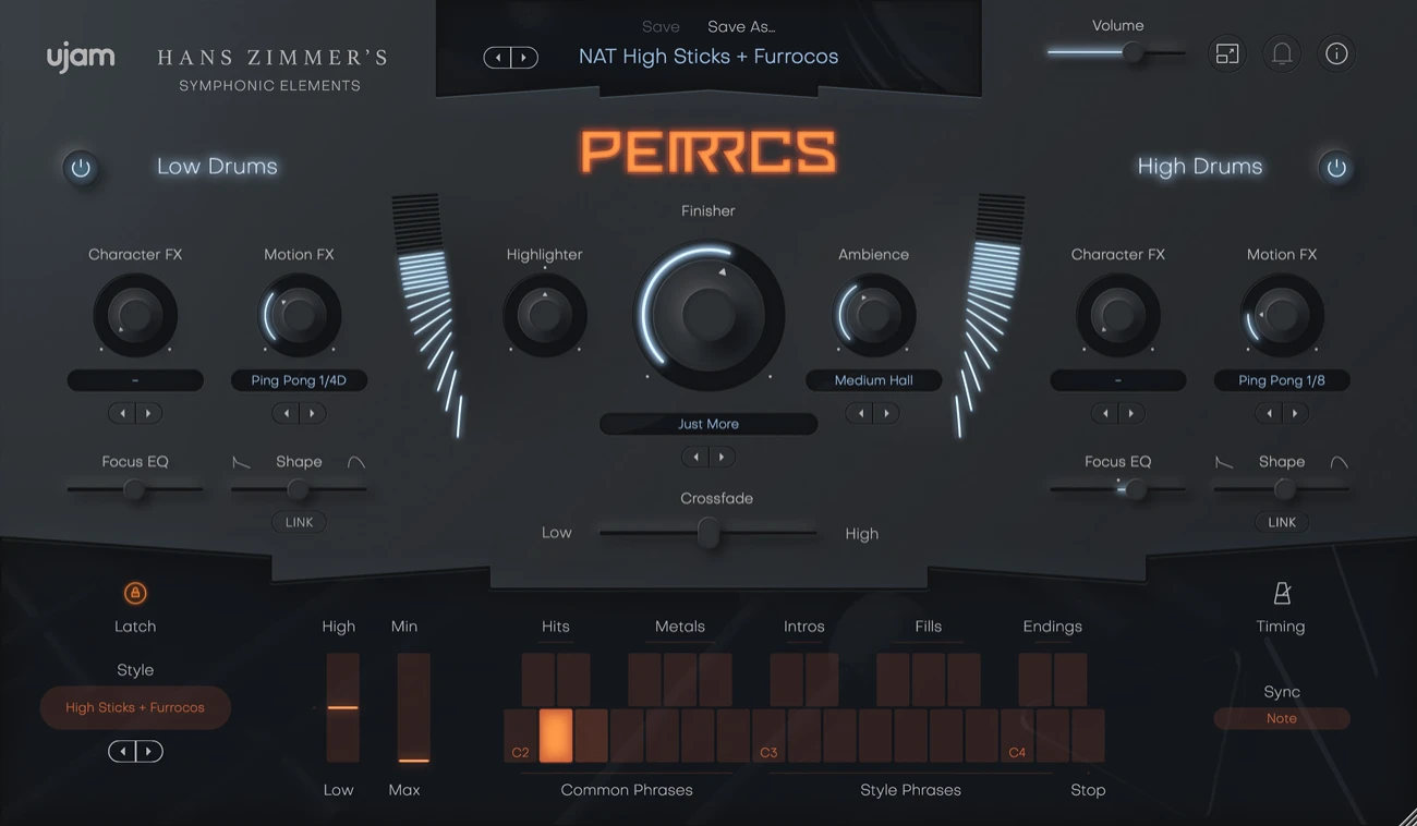 UJAM「Symphonic Elements PERRCS」雷鳴のようなヒットからきらめくテクスチャーまで！74リズムスタイルと320プリセットが生み出す、ハンス・ジマー直伝のシネマティック・パーカッション｜DTMプラグインセール