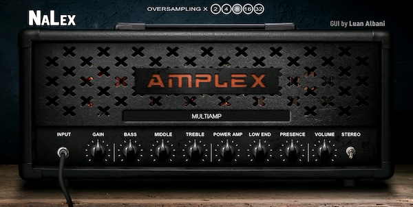 NaLex Plugins「Amplex - Multiamp」宅録・ライブ・制作全てに対応！Peavey・Mesa・Englなど実機級サウンドをPC上で自由に操る、32倍オーバーサンプリングと多彩なプリセットによる本格的チューブサウンド｜DTMプラグインセール