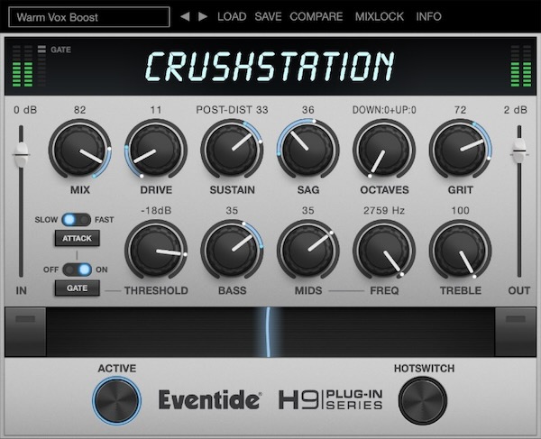 Eventide「CrushStation」ドライブ・グリット・サステインの組み合わせでファズ領域まで到達する音色造形！35種ファクトリープリセットとホットスイッチ機能が実現するライブパフォーマンス特化型ディストーション｜DTMプラグインセール