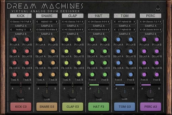 MeldaProduction「DreamMachines」100種キック・150種スネアを含む圧倒的サンプル・ボリュームで、チューブサチュレーション・コンプレッション・ディレイ/リバーブ搭載の本格アナログ・エミュレート・ドラムマシン｜DTMプラグインセール